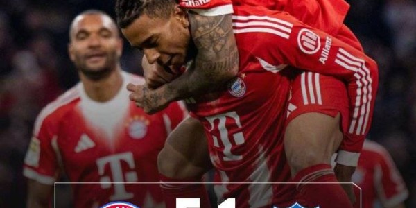 德甲-凯恩点球双响迪亚斯戴帽 拜仁5-1十人霍芬海姆