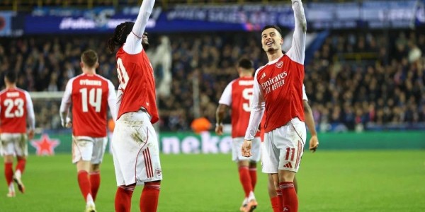 阿森纳欧冠六战全胜领跑积分榜，客场3-0完胜布鲁日